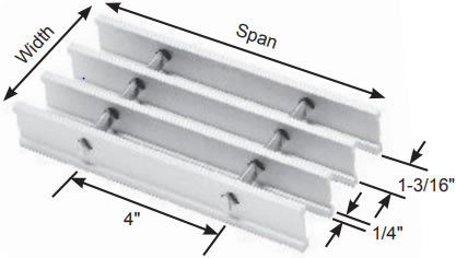 The I-Bar SGI Series offers a popular and reasonably priced alternative to rectangular bar grating and features a striated top that provides a "built-in" skid resistance feature without the added cost of serration. 