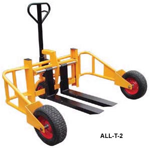 The All Terrain Pallet Truck is ideal for use at construction sites, gravel pits and nursuries.