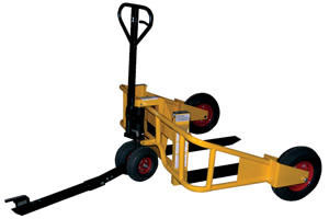 The All Terrain Pallet Truck can make use of an Optional Tow Bar Package that allows it to be towed by an ATV or small utility tractor.