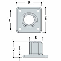 Type L150 Heavy Duty 4 Hole Square Flange is ideal when a 
	structural fixing is required.