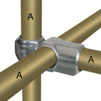 Type L46 Combination Socket Tee and Crossover is used on racking to 
	join horizontal carrying rails to the upright, leaving the socket to take a horizontal tie across the section.