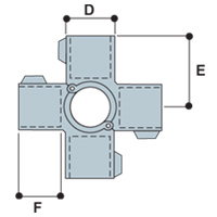 Type A40 Split Four Socket Cross is most frequently used in multiple upright structures to tie a center upright with horizontal pipes in four directions.