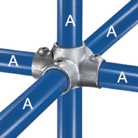Type 40 Four Socket Cross is most frequently used in  multiple upright structures to tie a center upright with horizontal pipe in four directions.