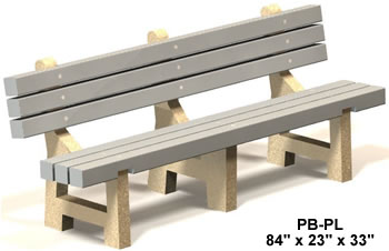 concrete and plastic benches