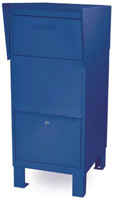 blue courier boxes