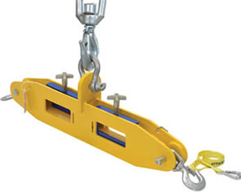 The Forklift Lifting Beam has hooks attached to the outside of the unit for a more secure lifting experience.