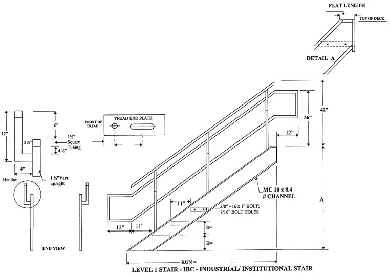 Industrial/Institutional IBC Stairs, IBC Prefab Steel Stairways