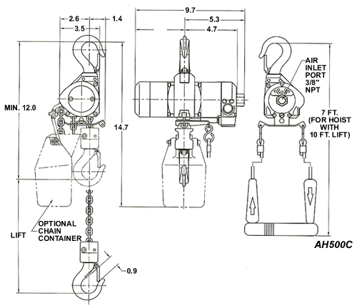 air powered hoists drawings