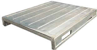 Solid Deck Steel Pallets are heavy duty non-reversible welded steel pallets with a galvanized finish for rust resistance.