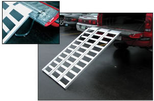 Pick-Up and Van Ramp includes adjustable safety straps to hook ramp safely to trailer.