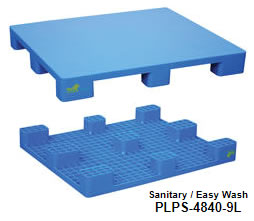 Plastic Pallets and Skids Model No. PLPS-4840-9L sanitary/easy wash