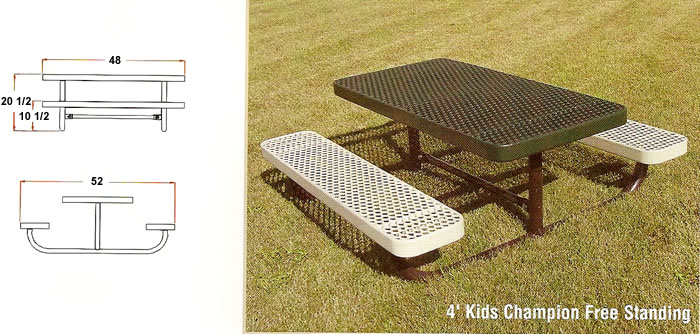 kids champion free standing tables