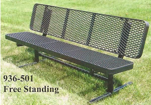 free standing steel park bench