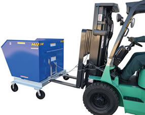 Portable Steel Hoppers have fork truck entry openings that are designed to help move the hopper over rough terrain. 