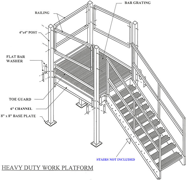 Heavy Duty Aluminum Work Platform Drawing