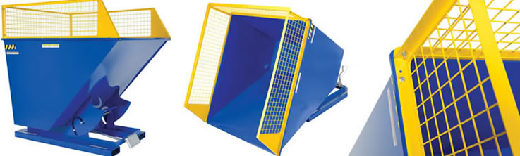 The Steel "D" Style Side Hopper Extensions are constructed of steel mesh for high strength and durability during transference of goods, while the yellow painted finish delivers greater visibility to the overflowing items.