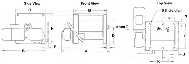 winch dimensions