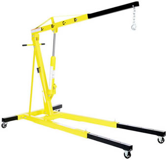 The Shop Crane Engine Hoist has a telescopic boom for multiple lifting heights and capacities.