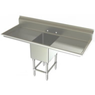 one compartment w/two drainboards sinks