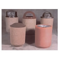 round concrete waste receptacles