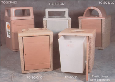square concrete waste receptacles