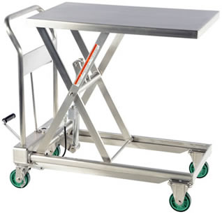 These fully welded Stainless Steel Scissor Carts resist corrosion and wet environments.