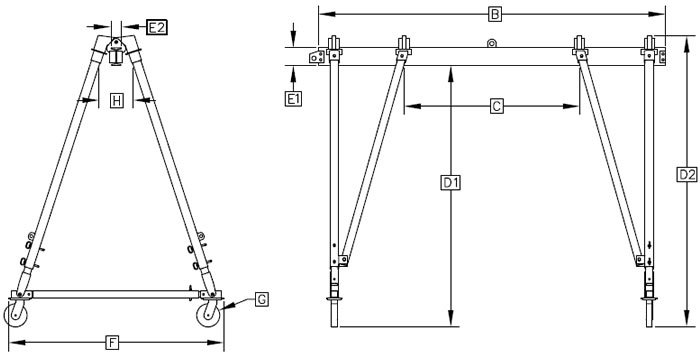 T Series Gantry Crane Reference Chart Drawing