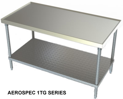 ss table with galvanized steel undershelf