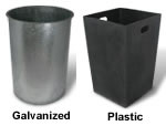 galvanized trash receptacles