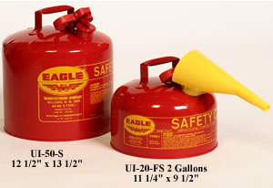 red type I safety cans with/without funnel