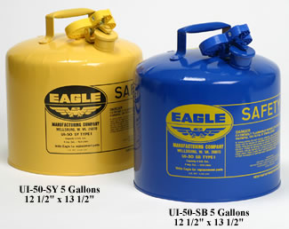 yellow & blue type I safety cans without funnel