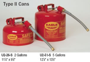 red type II steel safety cans
