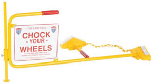 Universal Steel Rail Chock Model No. FRC-2 and SRC/FRC have a handle height of 14" and a handle projection of 36".