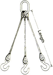Liftall 142LBX12 Wire Rope Sling 2 Leg Bridle 1/4 x 12 6X19 DOM 
