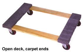wood dollies open deck carpet ends