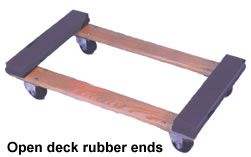 wood dollies open deck rubber ends